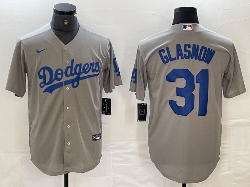 Men's Los Angeles Dodgers Tyler Glasnow #31 Gray Jersey